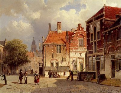 オランダの町の広場、1860 作： Willem Koekkoek